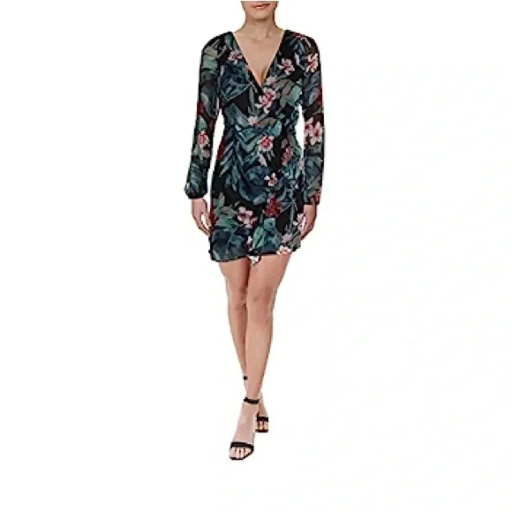NWT Guess Rhodes Jungle Floral-Print Fit & Flare Dress sz L 12-14